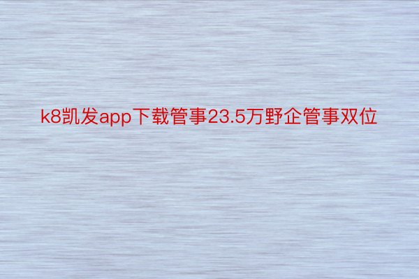 k8凯发app下载管事23.5万野企管事双位